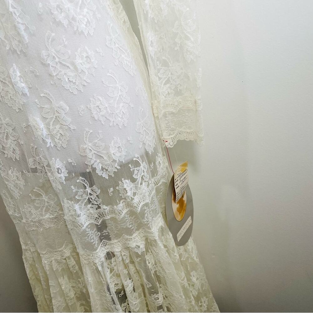 NWT Jessica McClintock 80 90s Lace Wedding Long Sleeve Dress 8 Deadstock Vintage - Picture 4 of 14